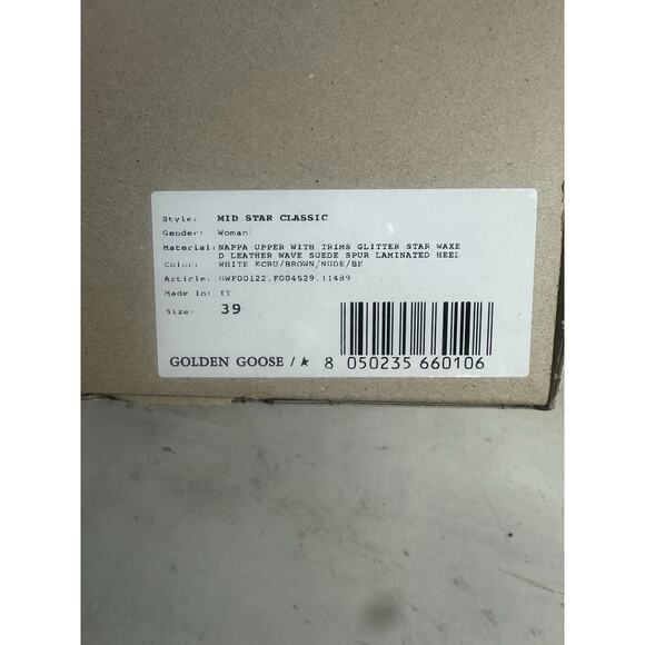 Golden Goose Mid Star Classic Mid-Top Sneakers White Nappa Leather Size 39 - Picture 8 of 8